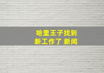 哈里王子找到新工作了 新闻